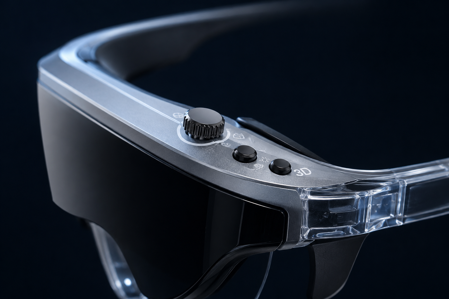 Hardware 2D 3D switching button on AR glasses