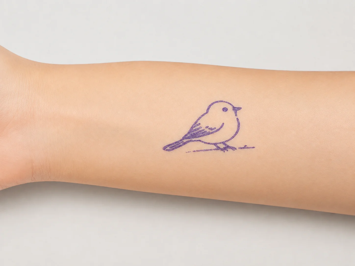 Actual purple-blue tattoo stencil transfer result