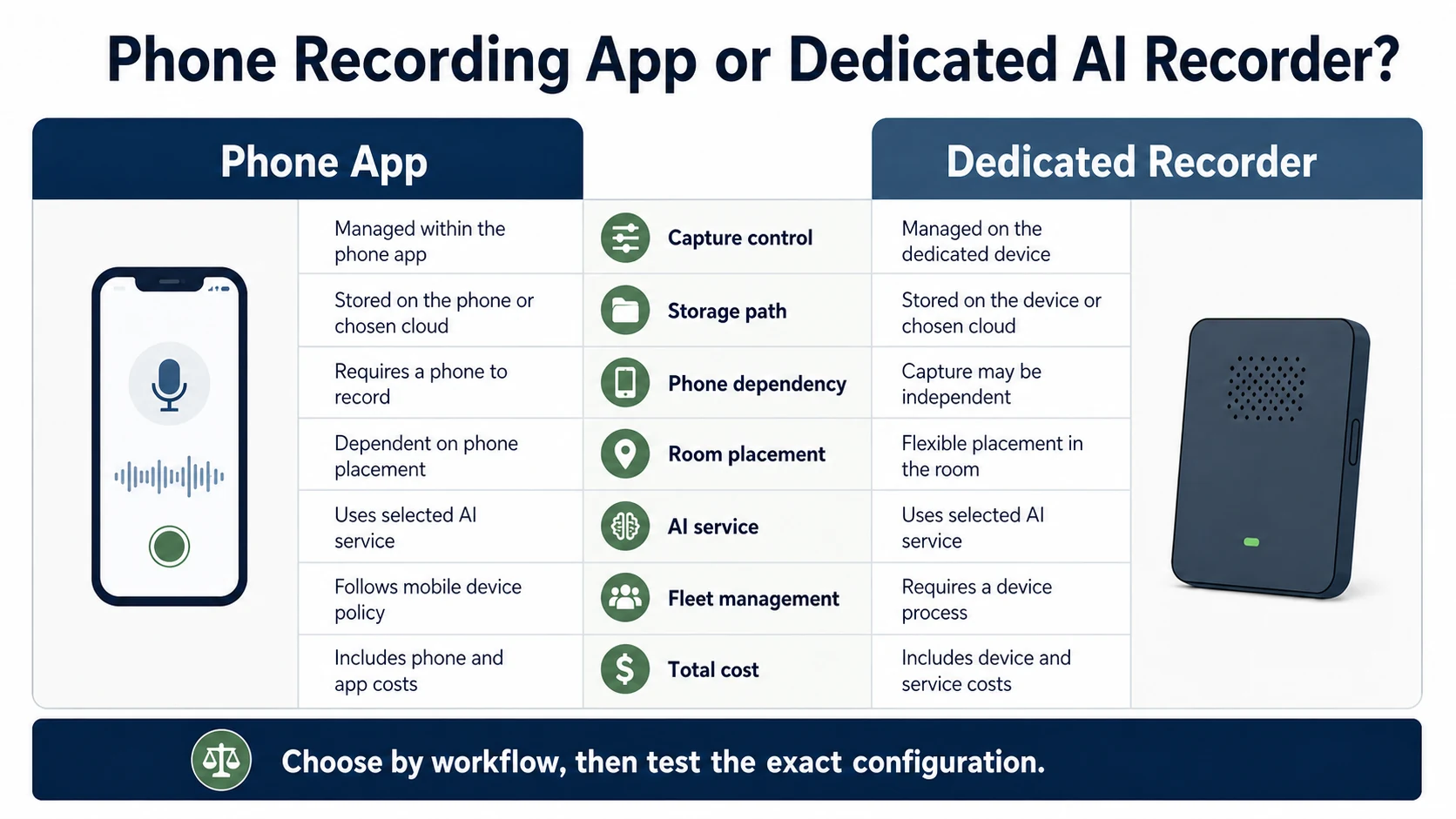 Phone recording app vs dedicated AI recorder device comparison