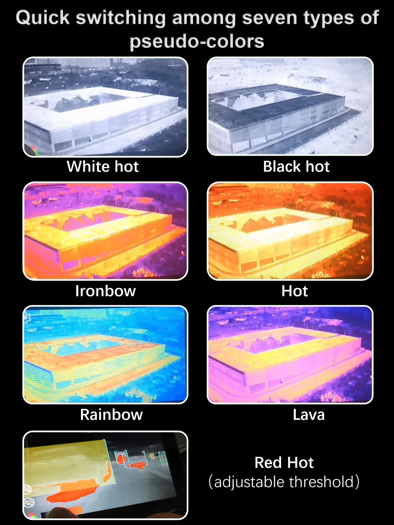 Comparison of seven thermal imaging palettes from the car night vision product literature